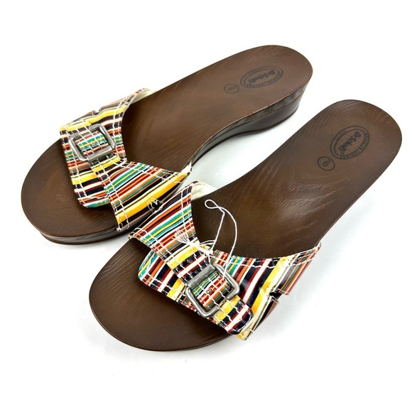 Dr Scholls Advanced Comfort Slides 9 Striped Slip On Sandals Womens Brand New - Picture 1 of 7